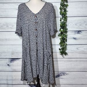 Misguided Floral Daisy Button Front Short Sleeve Dress, Size 8